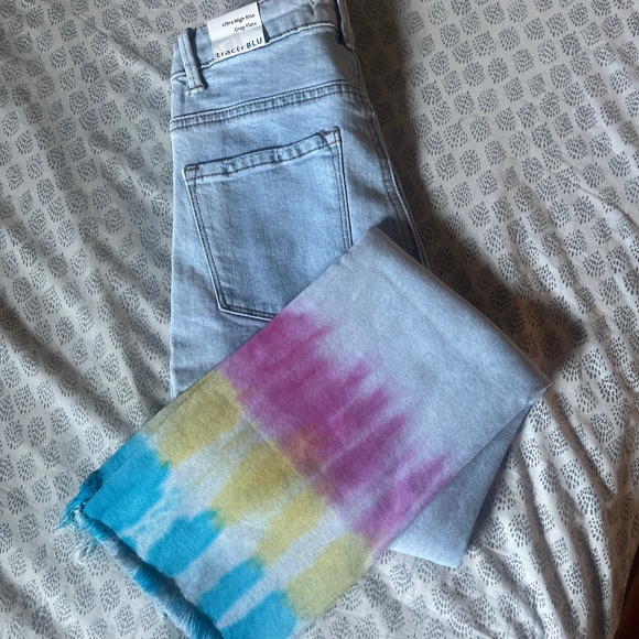 Tractor blu  ultra high rise crop flare - Picture 1 of 3